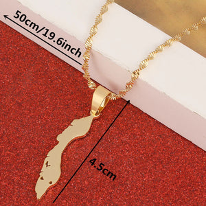 Stainless Steel Curacao Islands Map Pendant Necklace