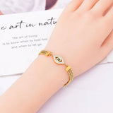 Stainless Steel Evil Eye Charms Chain Bracelet Women Jewelry Gift