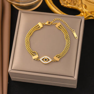Stainless Steel Evil Eye Charms Chain Bracelet Women Jewelry Gift