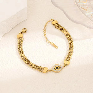 Stainless Steel Evil Eye Charms Chain Bracelet Women Jewelry Gift
