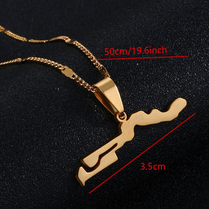 Stainless Steel Gambia Map Flag Pendants Necklace