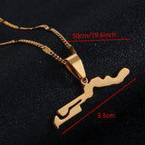Stainless Steel Gambia Map Flag Pendants Necklace