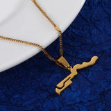 Stainless Steel Gambia Map Flag Pendants Necklace