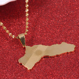 Stainless Steel Kurdistan Map Pendant Necklace Kurdish Flag Map Jewelry