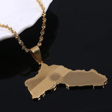 Stainless Steel Kurdistan Map Pendant Necklace Kurdish Flag Map Jewelry