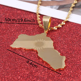 Stainless Steel Kurdistan Map Pendant Necklace Kurdish Flag Map Jewelry