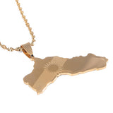 Stainless Steel Kurdistan Map Pendant Necklace Kurdish Flag Map Jewelry