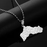 Stainless Steel Kurdistan Pendant Necklace Kurdish Flag Map