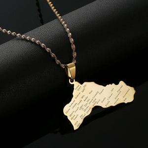 Stainless Steel Kurdistan Pendant Necklace Kurdish Flag Map
