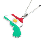 Stainless Steel Kurdistan Map Pendant Necklaces Kurdish Map Chain Jewelry