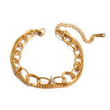 Stainless Steel Layered Heart Charm Bracelet for Women