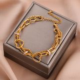 Stainless Steel Layered Heart Charm Bracelet for Women