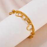 Stainless Steel Layered Heart Charm Bracelet for Women