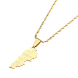 Lebanon Map Pendant Necklace Stainless Steel Patriotic Jewelry