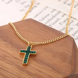 Stainless Steel Double Layer Necklace with Cross Charm