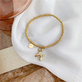 Stainless Steel Lucky Round Beads Balloon Dog Bracelet Female Retro Jewelry