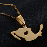 Mexico Map Pendant Necklace Heart Chain Jewelry