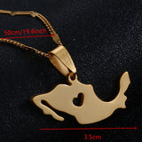 Mexico Map Pendant Necklace Heart Chain Jewelry