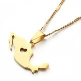 Mexico Map Pendant Necklace Heart Chain Jewelry
