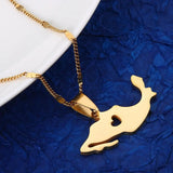 Mexico Map Pendant Necklace Heart Chain Jewelry