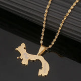 Stainless Steel Panama Map Pendant Necklace