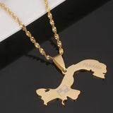 Stainless Steel Panama Map Pendant Necklace