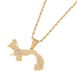 Stainless Steel Panama Map Pendant Necklace
