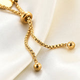 Stainless Steel Round Beads Bracelet for Women Retro Pulseras