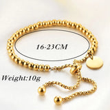 Stainless Steel Round Beads Bracelet for Women Retro Pulseras