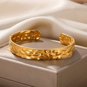 Stainless Steel Wide Edge Adjustable Cuff Bangles