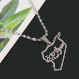 Syria Map Pendant Necklace, Stainless Steel