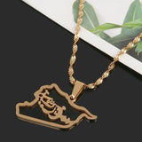 Syria Map Pendant Necklace, Stainless Steel