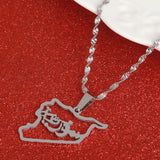 Syria Map Pendant Necklace, Stainless Steel