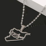 Syria Map Pendant Necklace, Stainless Steel