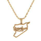 Syria Map Pendant Necklace, Stainless Steel