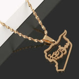 Syria Map Pendant Necklace, Stainless Steel
