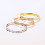 Three Row Rhinestone Cuff Bangles Bracelets