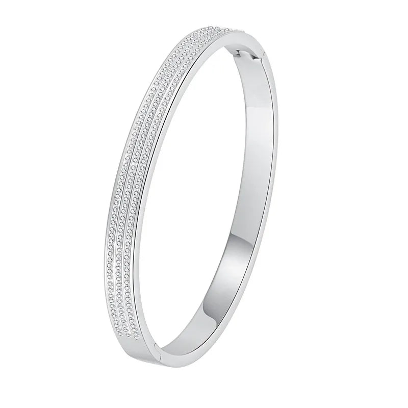 Three Row Rhinestone Cuff Bangles Bracelets