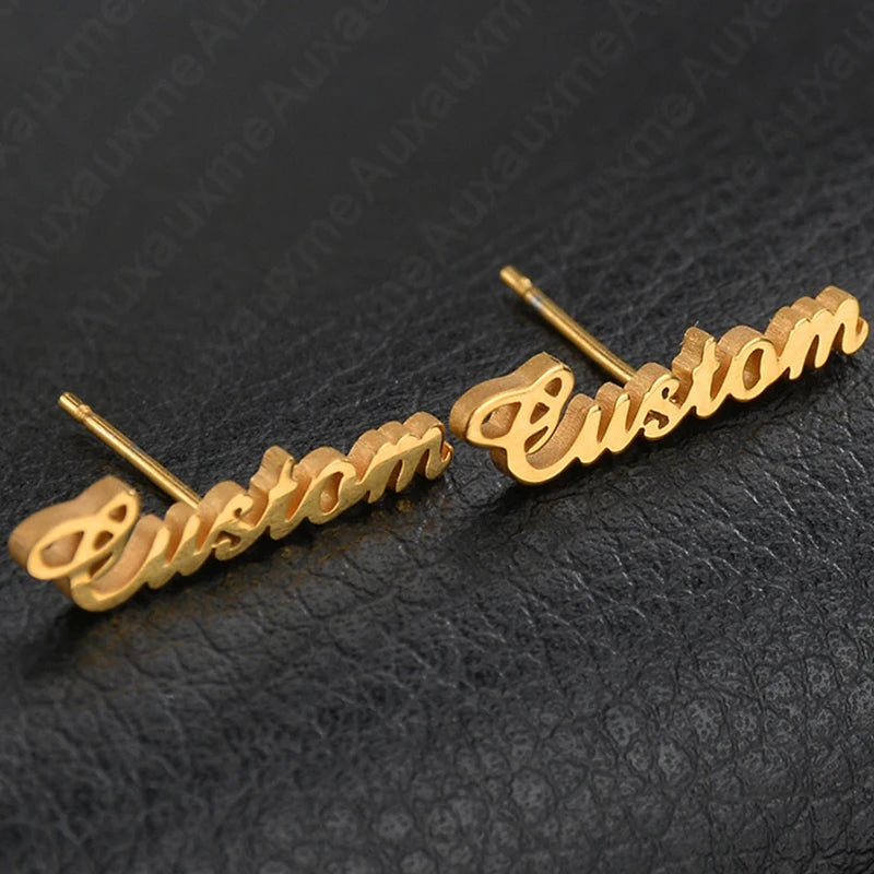 Stainless Steel Piercing DIY Name Letter Ear Studs Jewelry