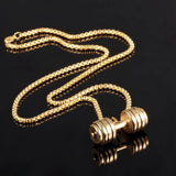 Stainless Steel Plated Dumbbel Charm Necklace