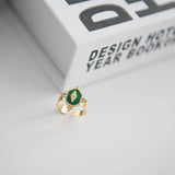 Vintage Green Enamel Plated Geometric Rings for Women