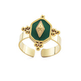 Vintage Green Enamel Plated Geometric Rings for Women
