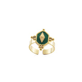 Vintage Green Enamel Plated Geometric Rings for Women