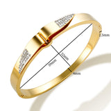 Crystal Bracelet Bangle Stainless Steel Plated Geometric Shape Women Jewelry