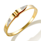 Crystal Bracelet Bangle Stainless Steel Plated Geometric Shape Women Jewelry