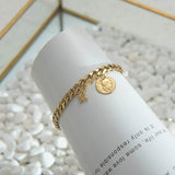 Vintage Star Charm Bracelet Stainless Steel Plated Hammered Coin Bangle