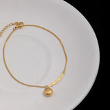 Smile Face Lucky Chain Anklet Stainless Steel Plated Non-fading