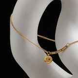 Smile Face Lucky Chain Anklet Stainless Steel Plated Non-fading