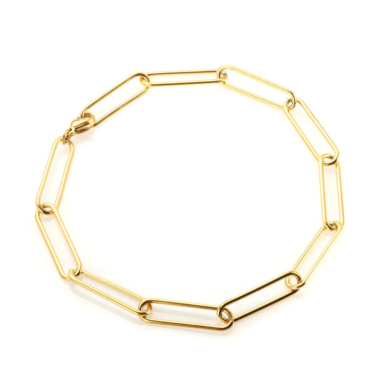 Stainless Steel Paperclip Link Chain Bracelet Charm Gift