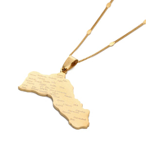 Stainless Steel Kurdistan Map Pendant Necklaces Kurdish Cities Chain